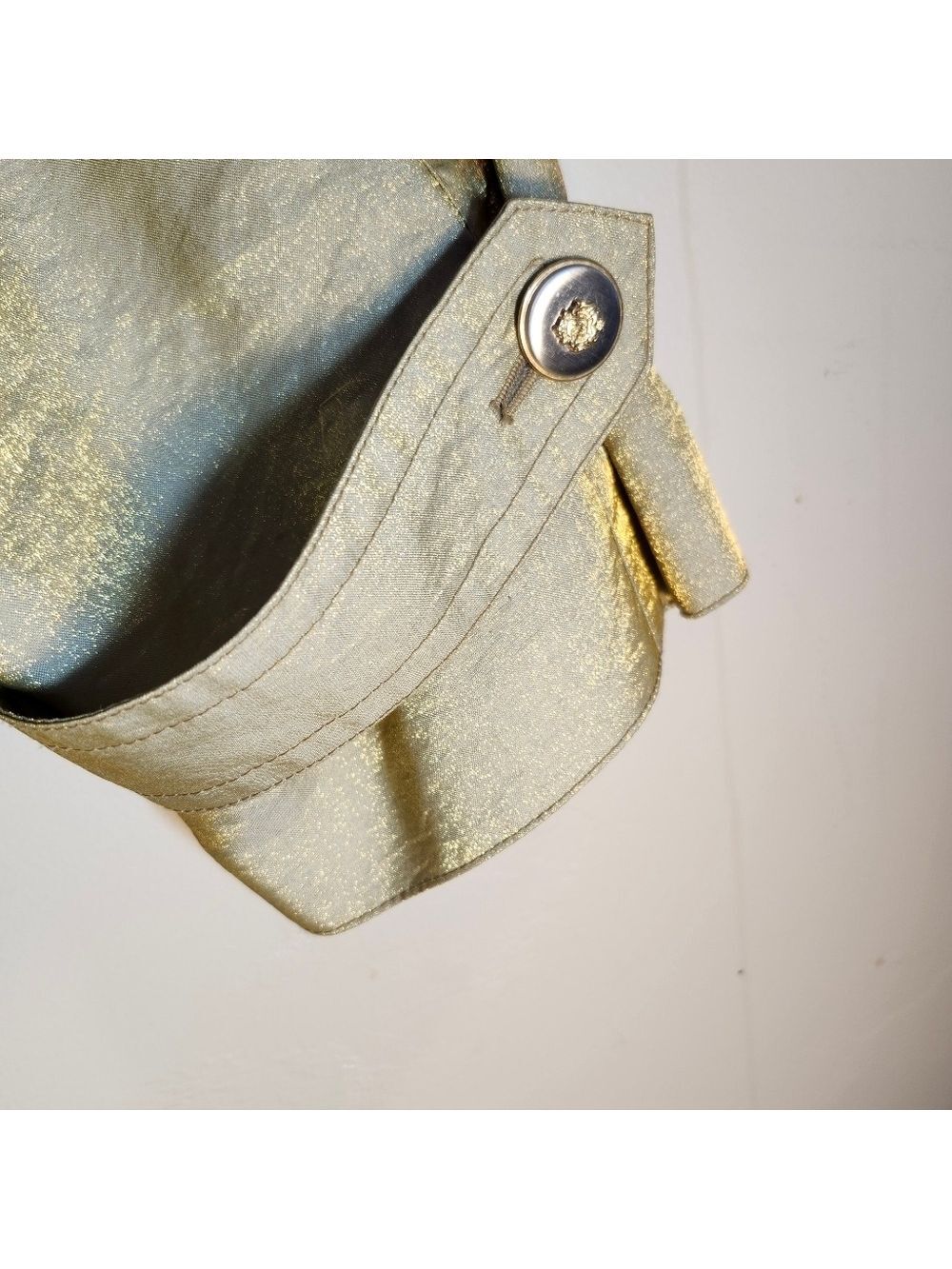 Laura Winston Gold Metalic Vintage Maxi Trench Coat Sz 14 - Picture 10 of 16